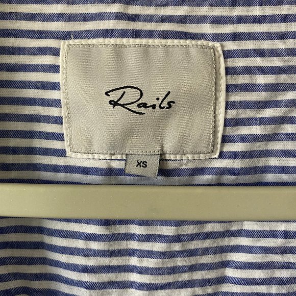 Rails Womens Blouse Size XS Frances Banker Stripe Floral Patch Button Down Shirt - Picture 9 of 11